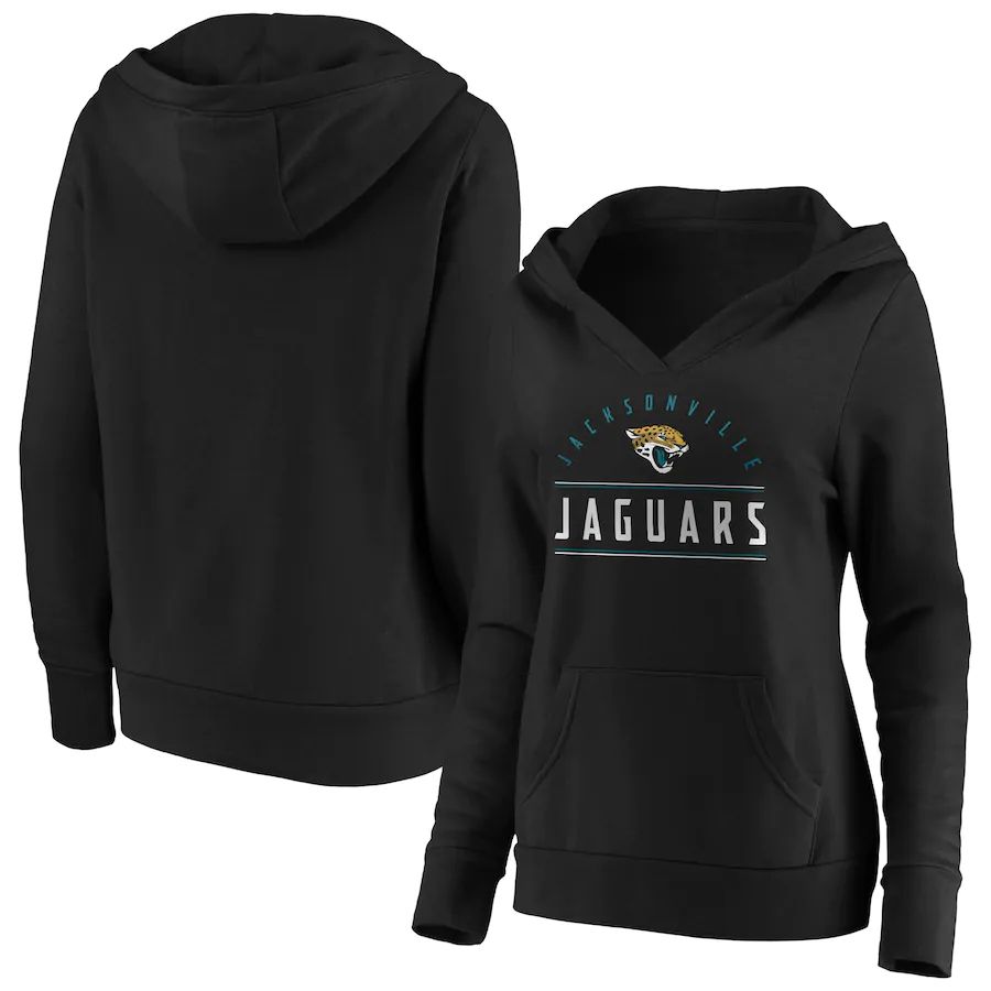 Women Jacksonville Jaguars Fanatics Branded Black Iconic League Leader V-Neck Pullover Hoodie->women nfl jersey->Women Jersey